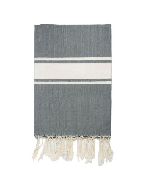 Mantel Saint-Tropez, 100% algodón, 200 g/m², color gris medio y blanco