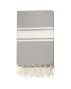 Mantel Saint-Tropez, 100% algodón, 200 g/m², color gris perlado y blanco