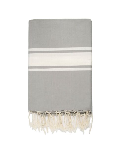 Mantel Saint-Tropez, 100% algodón, 200 g/m², color gris perlado y blanco