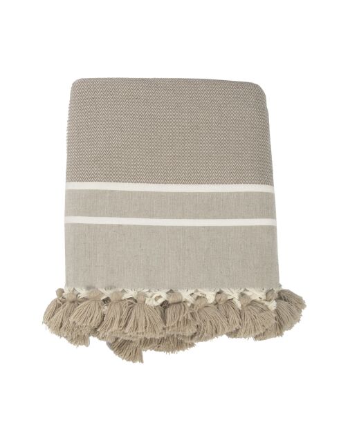 Plaid 100% Coton 340 g/m² Chevron Stockholm taupe/blanc