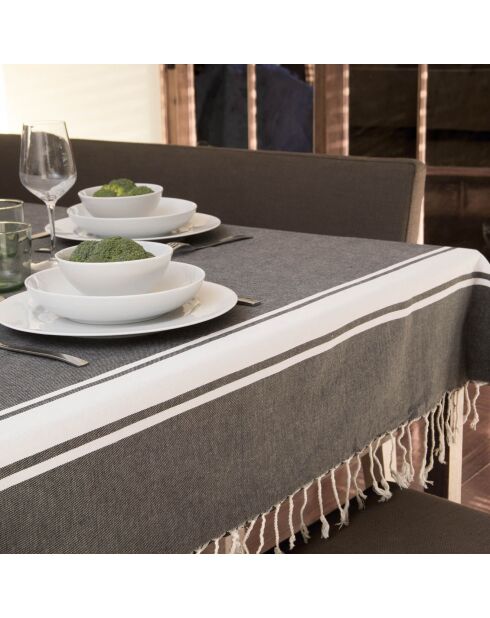 Mantel 100% algodón 200 g/m² Saint-Tropez negro/blanco
