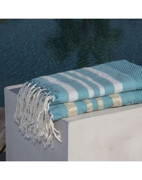Hamptons Honeycomb Fouta, türkis, 100 x 200 cm