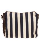 Trousse de voyage bleu/blanc/marron - 26x20x11 cm
