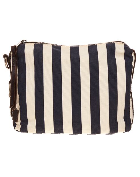 Blauw/wit/bruin reisetui - 26x20x11 cm