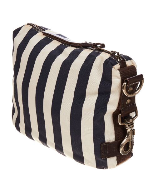 Blauw/wit/bruin reisetui - 26x20x11 cm