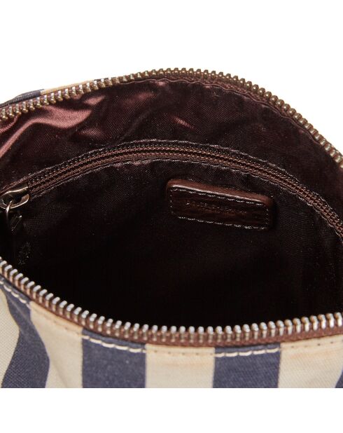 Blauw/wit/bruin reisetui - 26x20x11 cm