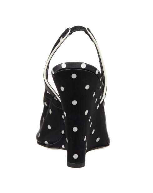 Sandales compensées à pois noir/blanc - Talons 12 cm