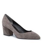 Escarpins en Velours de Cuir Sarah gris - Talon 6 cm