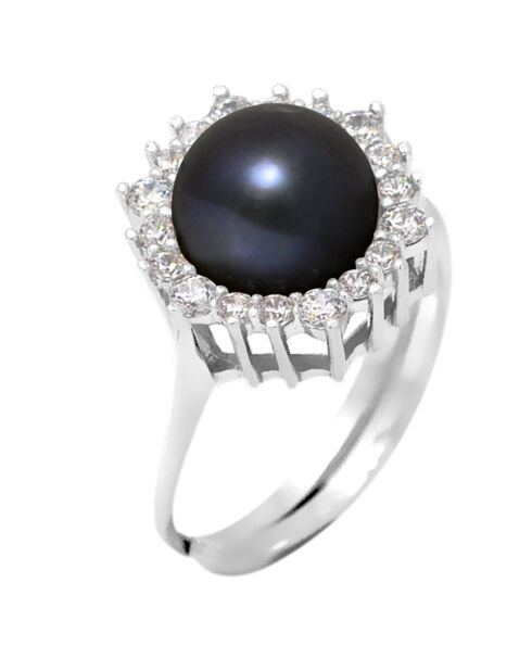 Bague Joaillerie Argent Perle d'Eau Douce noire