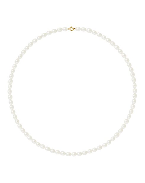 Collier Or Jaune Perles d'Eau Douce blanc naturel