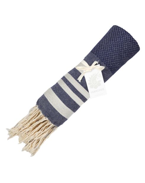 Fouta Hamptons Lurex blau/silberne Wabe - 100x200 cm