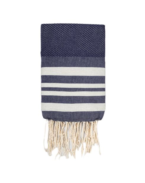 Fouta Hamptons Lurex blau/silberne Wabe - 100x200 cm