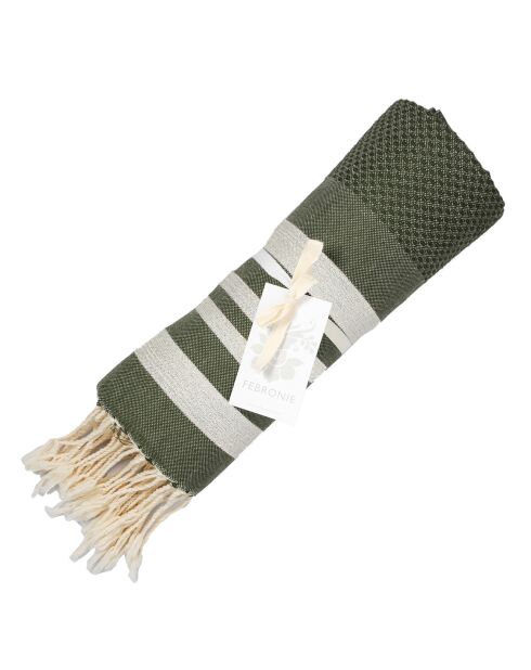 Hamptons Lurex Honeycomb Fouta khakigrün/silber - 100x200 cm
