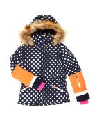 Veste de Ski Stiffy col fausse fourrure bleu foncé/orange