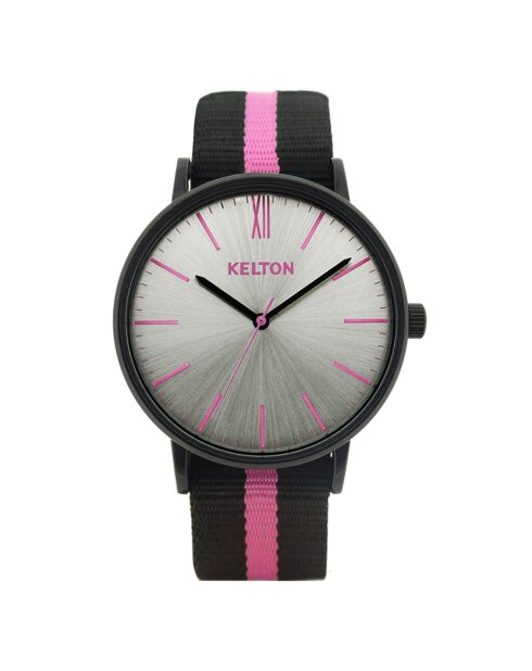 Montre Femme en Nylon Idyllic noir/rose