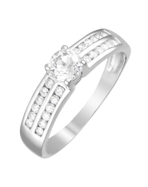 Bague Kwania Diamant 0.24 ct & Topaze 0.52 ct Or Blanc