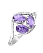 Bilbao-ring met witgouden diamanten 0.03 ct en amethisten 1.50 ct