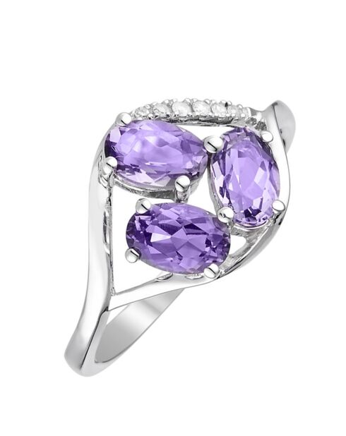 Bilbao-ring met witgouden diamanten 0.03 ct en amethisten 1.50 ct