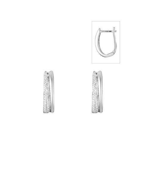 Boucles d'oreilles Créole Maya Diamants 0.15 ct or blanc