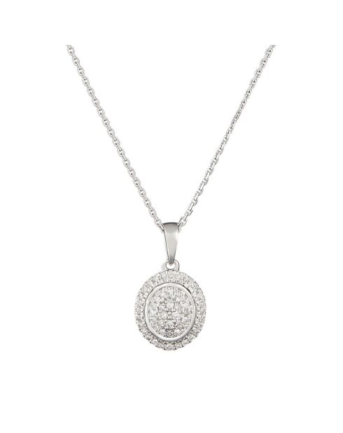 Pendentif & Chaîne Diamants 0.15 ct Or Blanc