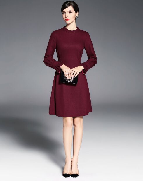 Robe patineuse manches longues bordeaux