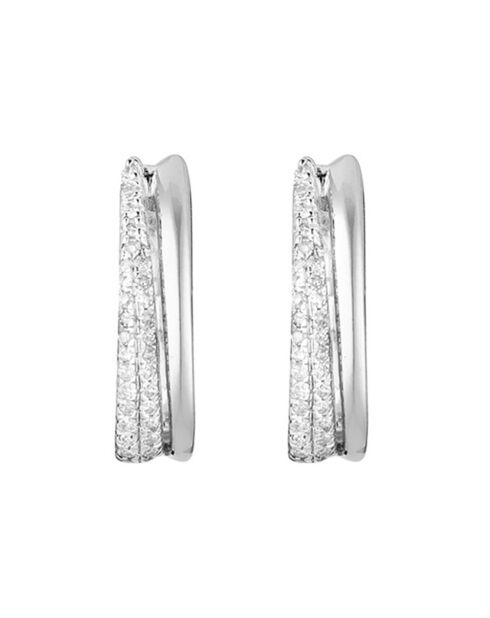 Boucles d'oreilles Créole Maya Diamants 0.15 ct or blanc