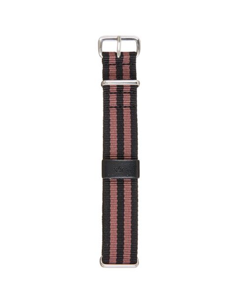 Montre Mixte en Métal argentée + bracelet en Nylon noir/marron