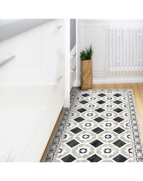 Tapis vinyle Isis gris/noir - 66x150 cm