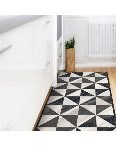 Tapis vinyle Omar noir/gris - 66x150 cm