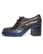 Richelieus en Cuir Elga noir/bleu - Talon 6 cm