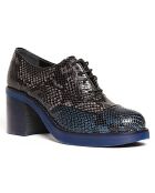 Richelieus en Cuir Elga noir/bleu - Talon 6 cm