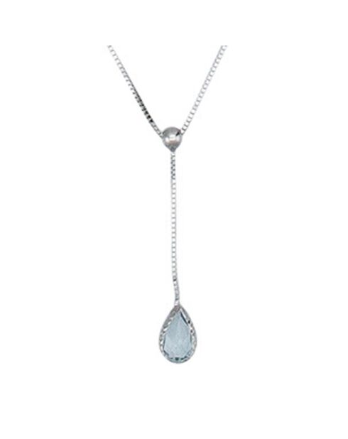 Collier Goutte d'Azur Topaze 0.35 ct or blanc