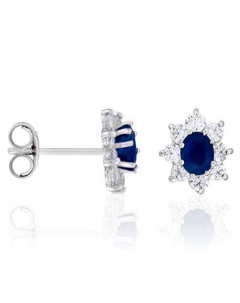 Boucles d'oreilles Nuit Etoilée bleue Saphirs 0.29 ct or blanc