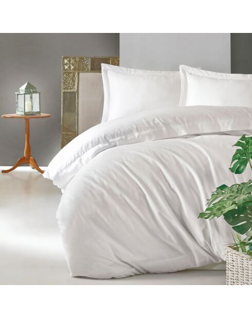 Parure housse de couette 100% Satin de Coton Élégant blanche