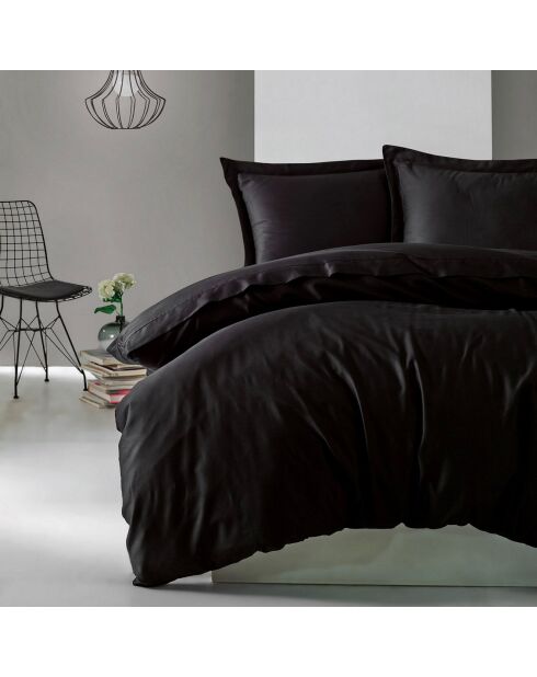 Parure housse de couette 100% Satin de Coton Élégant noire