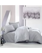 Parure housse de couette 100% Satin de Coton Élégant grise