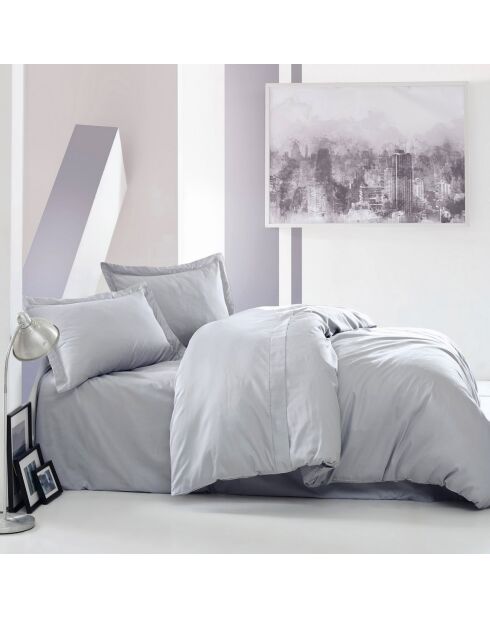 Parure housse de couette 100% Satin de Coton Élégant grise