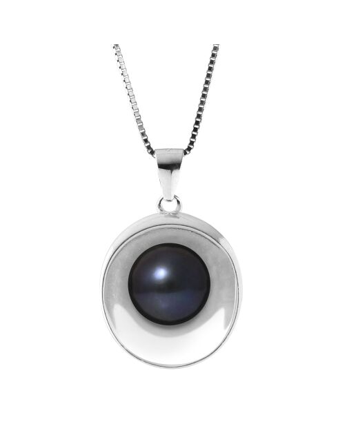 Collier Argent & Perle d'Eau Douce noire
