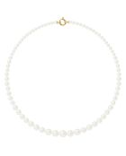 Collana in oro giallo con filo di perle d'acqua dolce bianche naturali