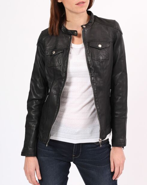 Veste en Cuir Arya noire