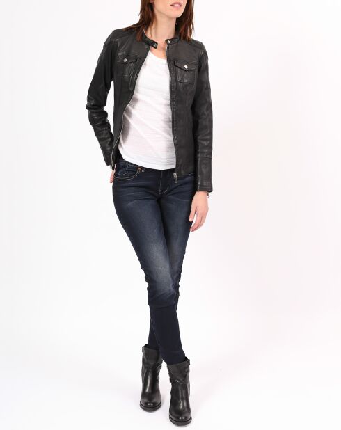 Veste en Cuir Arya noire