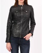 Veste en Cuir Arya noire