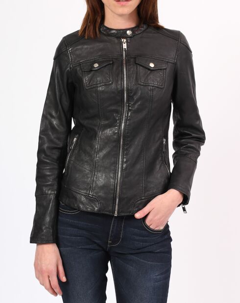 Veste en Cuir Arya noire