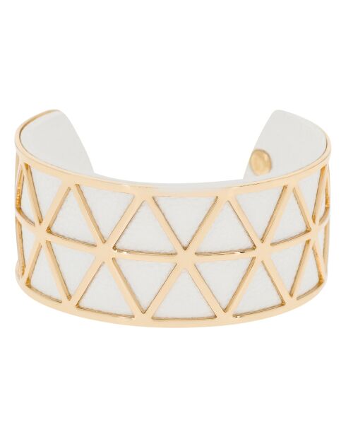 Manchette simili cuir en Laiton doré/blanc