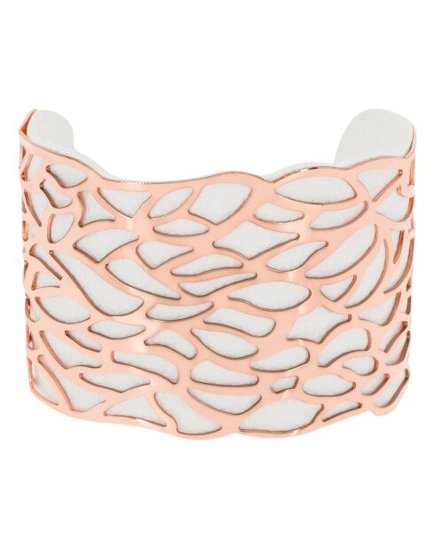 Manchette simili cuir en Laiton rosé/blanc