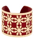 Manchette simili cuir en Laiton doré/rouge