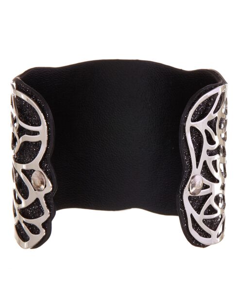 Manchette simili cuir en Laiton noire