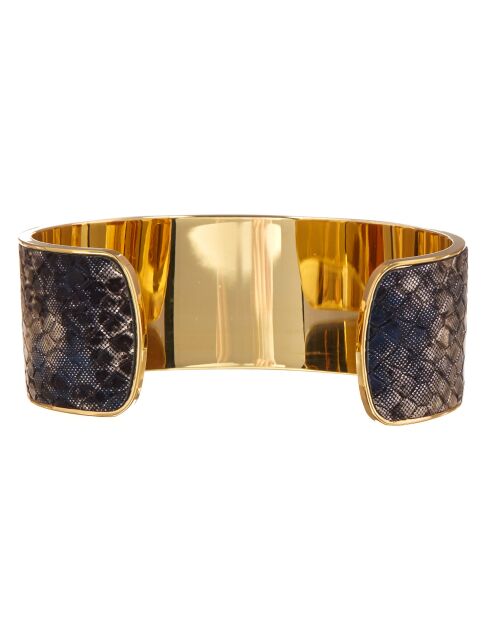 Manchette effet reptile en Laiton doré/gris foncé