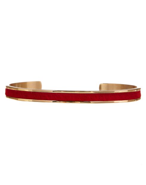 Jonc effet fourrure en Laiton doré/rouge