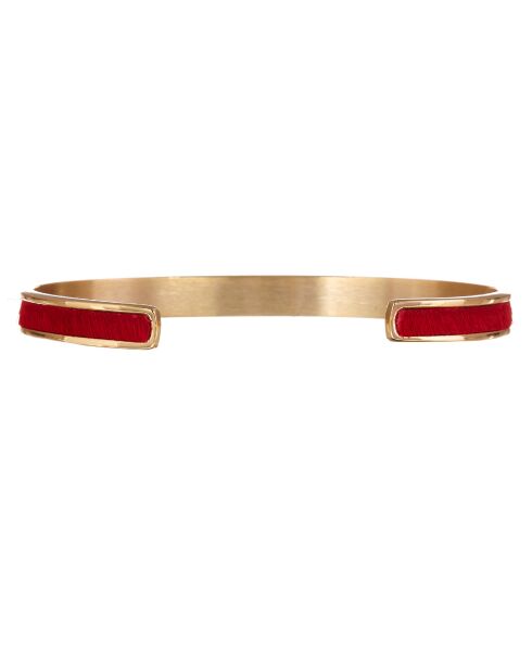 Jonc effet fourrure en Laiton doré/rouge